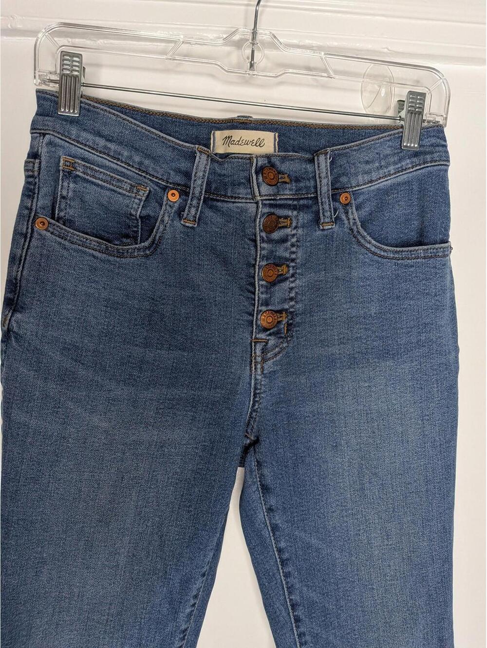 Madewell Jeans Womens 27 Blue 9" Mid-Rise Skinny Crop Button Fly Denim Pants - Picture 2 of 6